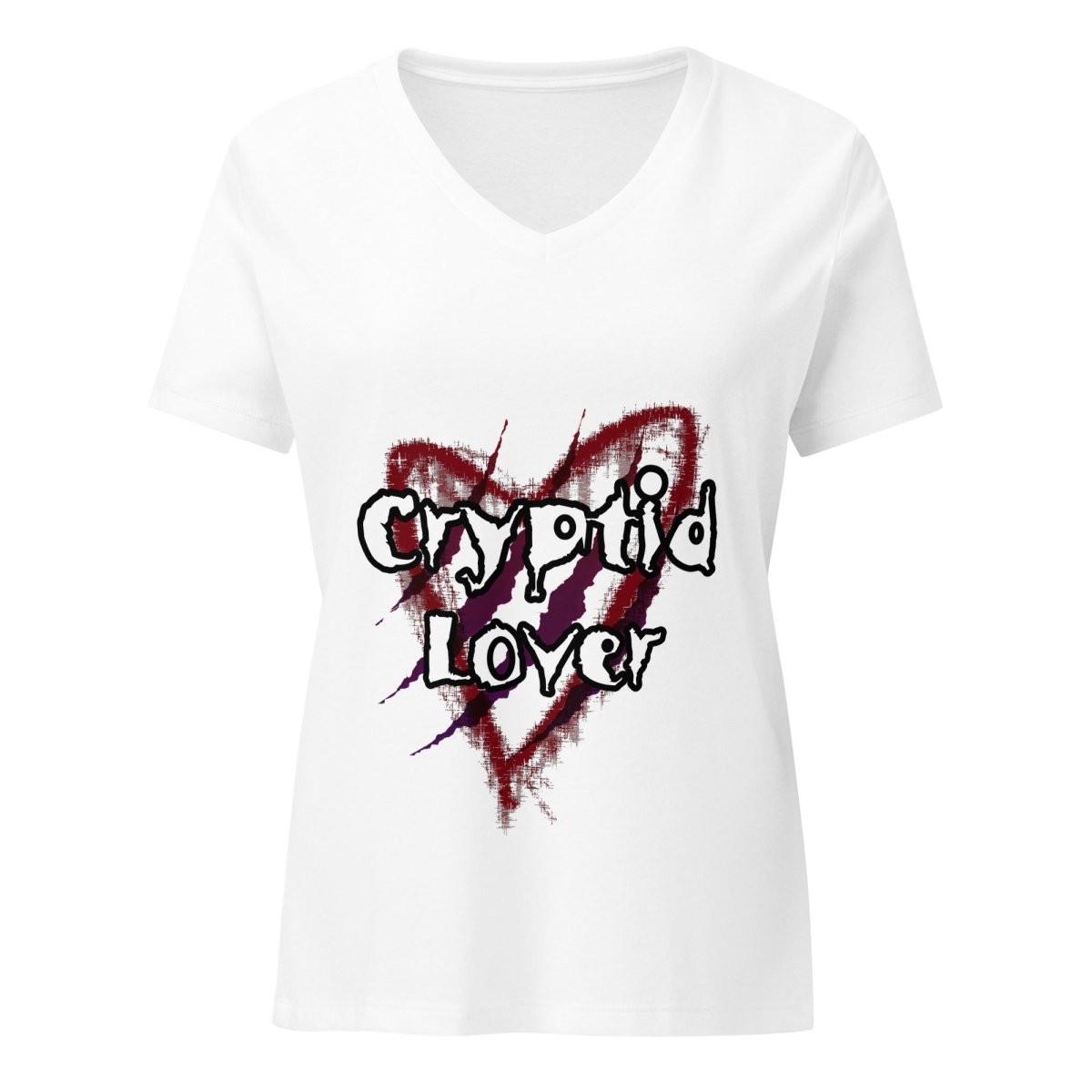 Women’s Cryptid Lover Horror Gothic relaxed v - neck t-shirt - CuddlyCryptids