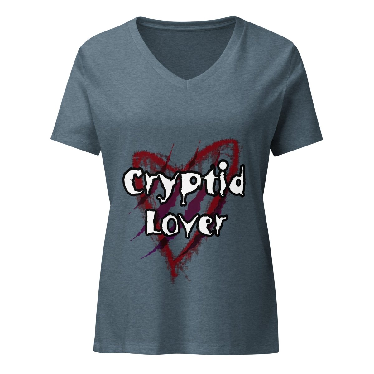Women’s Cryptid Lover Horror Gothic relaxed v - neck t-shirt - CuddlyCryptids