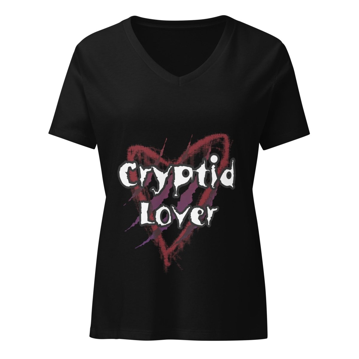Women’s Cryptid Lover Horror Gothic relaxed v - neck t-shirt - CuddlyCryptids
