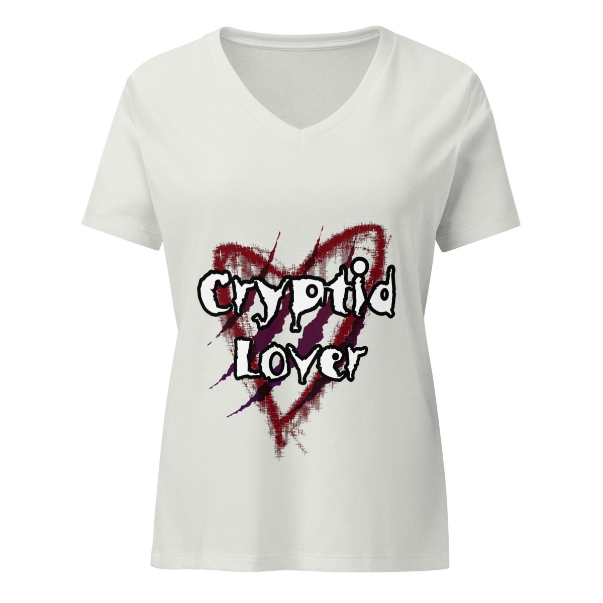 Women’s Cryptid Lover Horror Gothic relaxed v - neck t-shirt - CuddlyCryptids