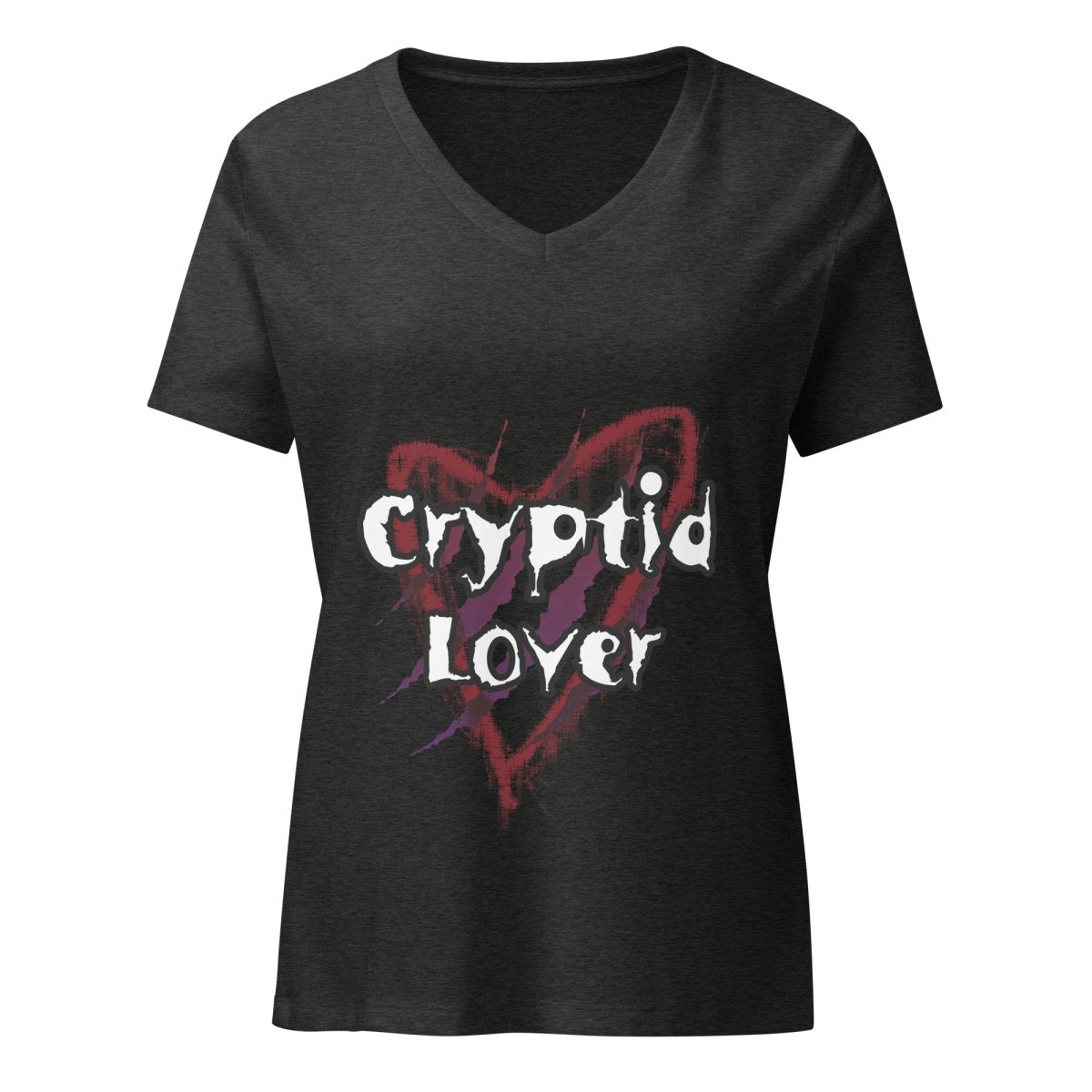 Women’s Cryptid Lover Horror Gothic relaxed v - neck t-shirt - CuddlyCryptids