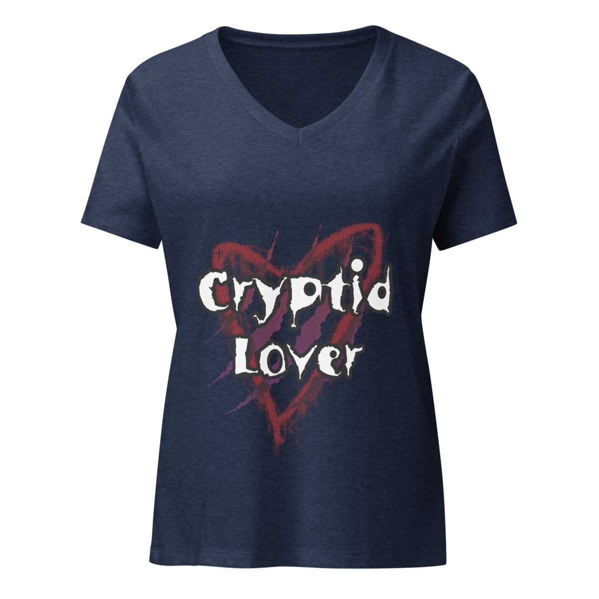 Women’s Cryptid Lover Horror Gothic relaxed v - neck t-shirt - CuddlyCryptids