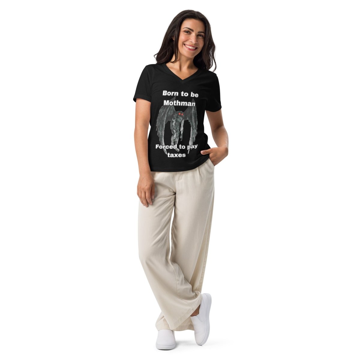 Women’s Mothman relaxed v - neck t-shirt - CuddlyCryptids
