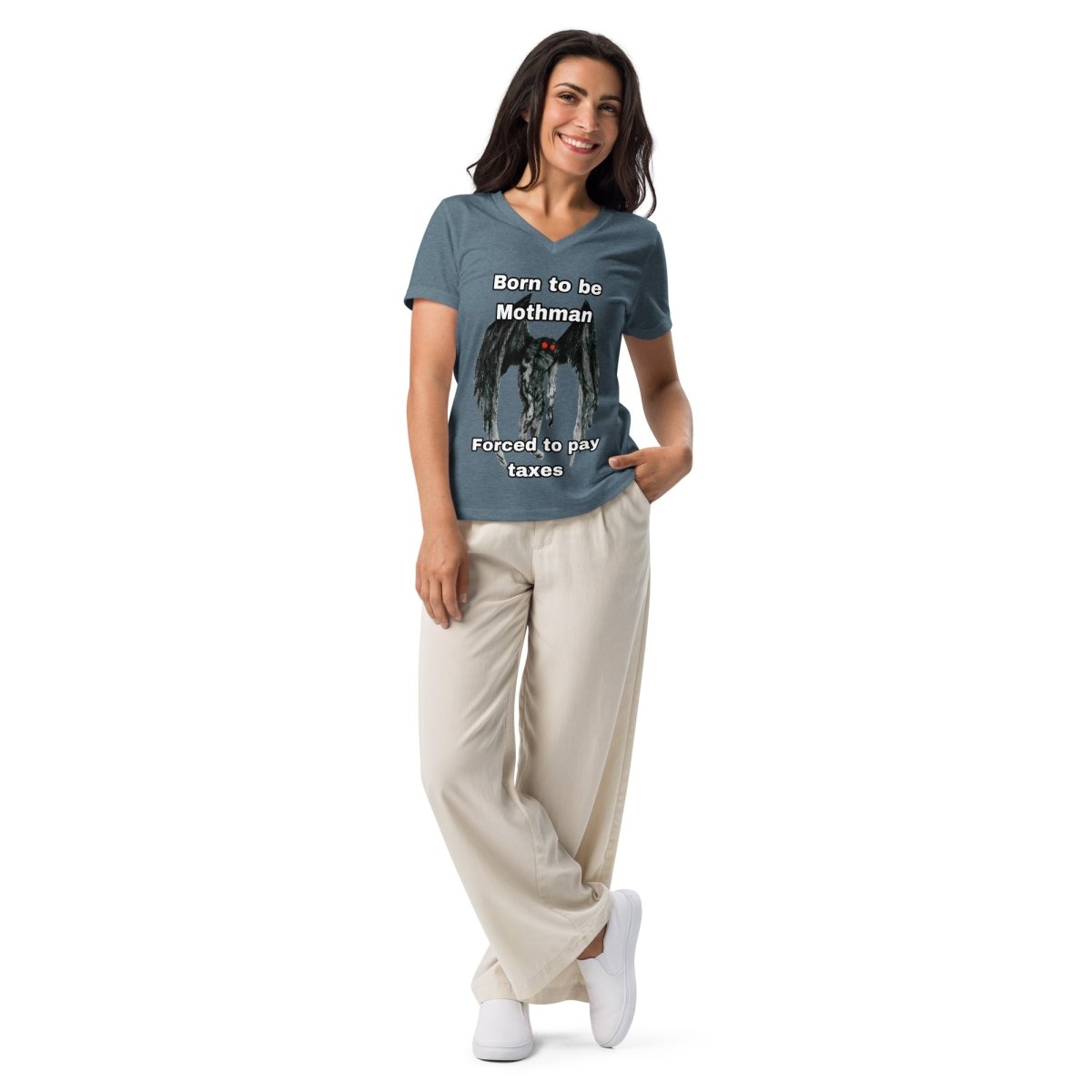 Women’s Mothman relaxed v - neck t-shirt - CuddlyCryptids