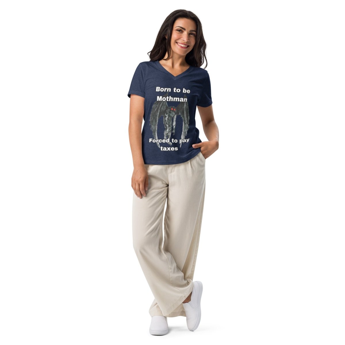 Women’s Mothman relaxed v - neck t-shirt - CuddlyCryptids