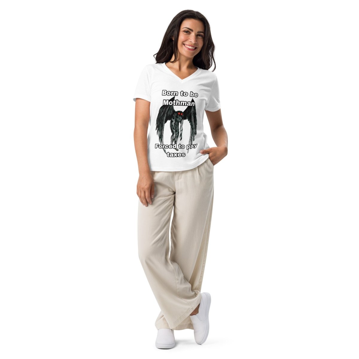 Women’s Mothman relaxed v - neck t-shirt - CuddlyCryptids