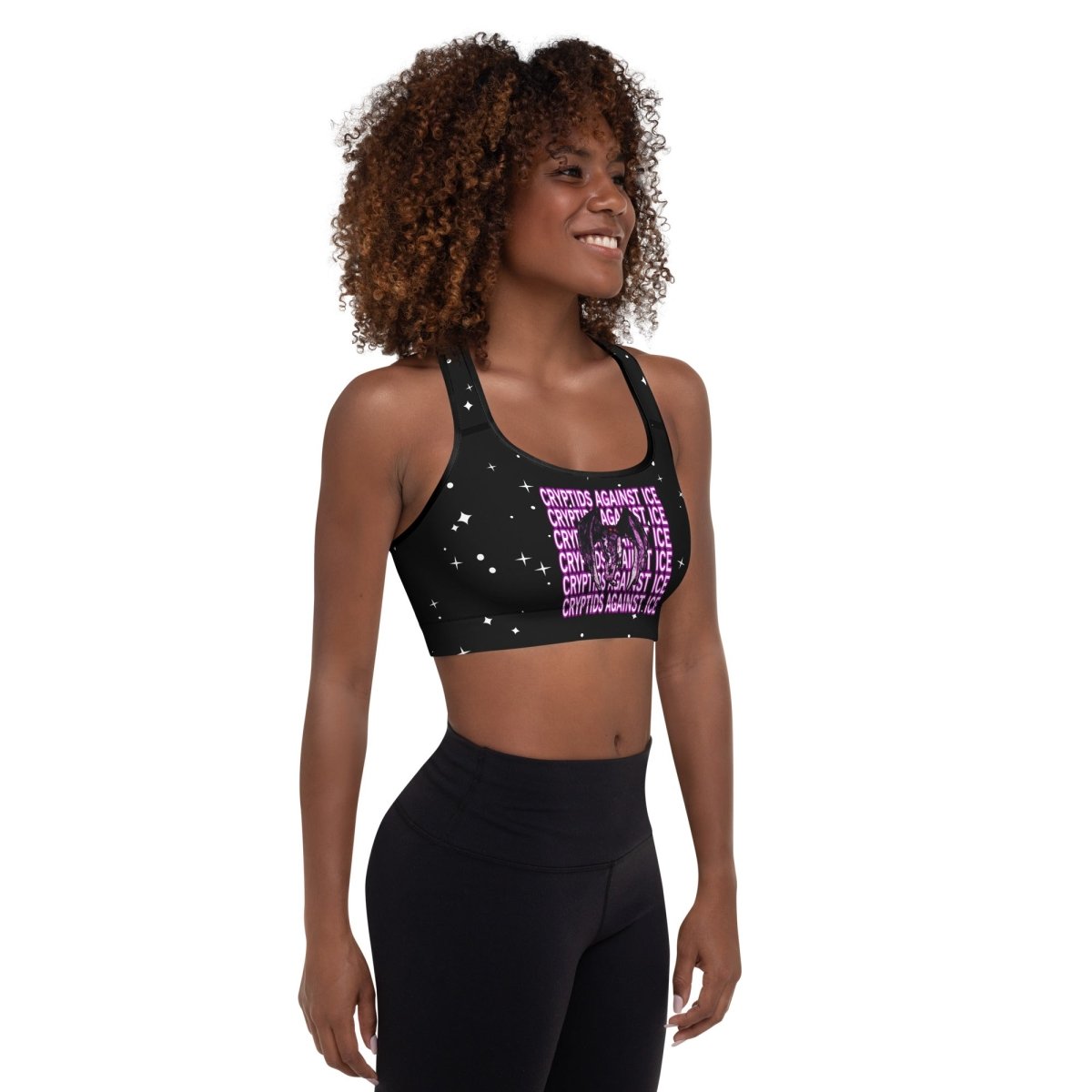 Cryptids Against ICE Padded Sports Bra - CuddlyCryptids