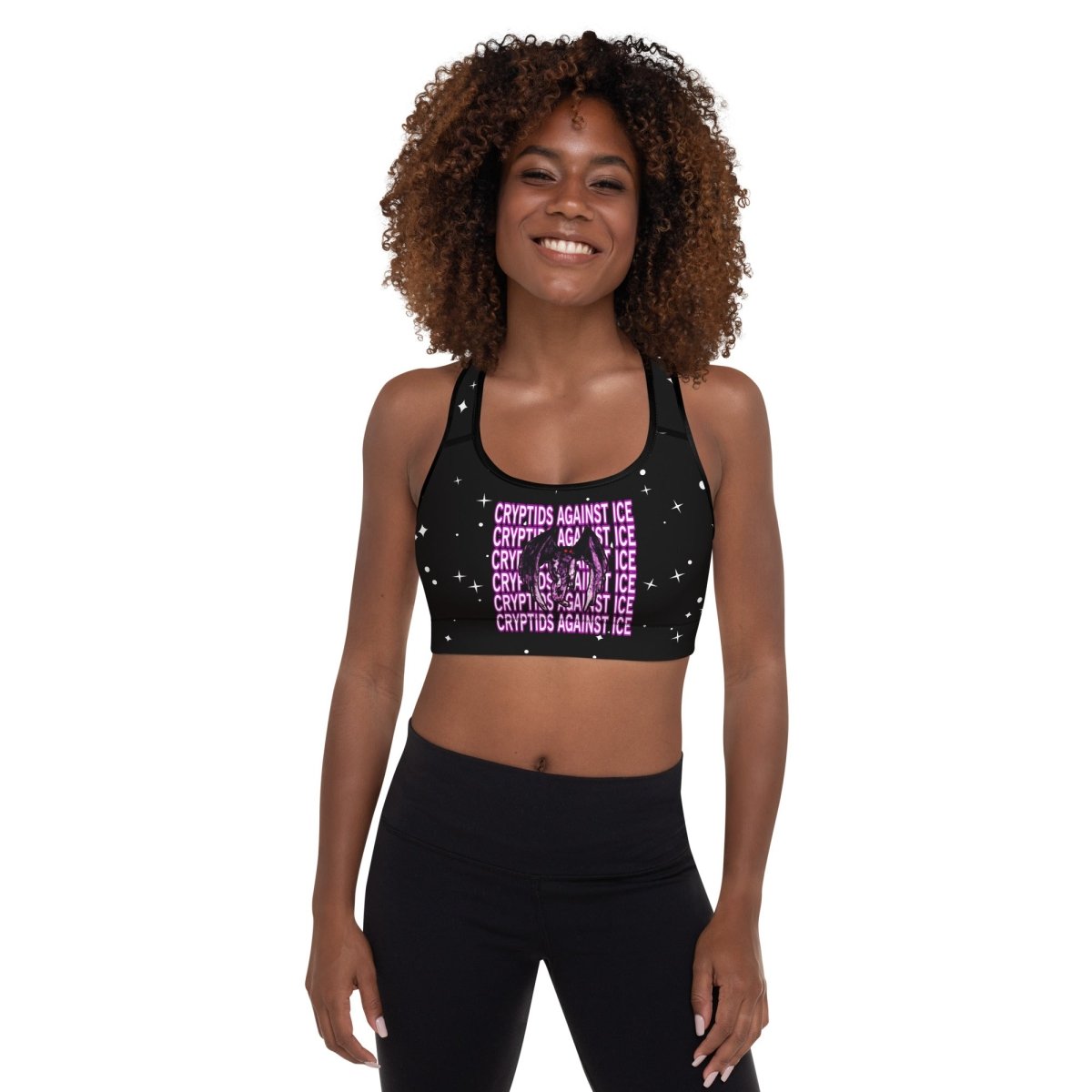 Cryptids Against ICE Padded Sports Bra - CuddlyCryptids