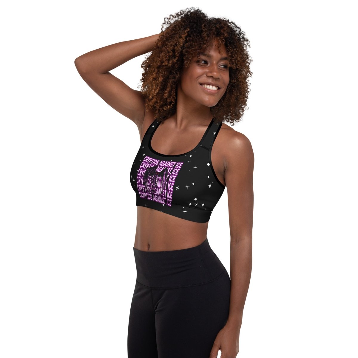 Cryptids Against ICE Padded Sports Bra - CuddlyCryptids