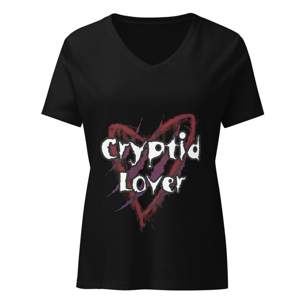 Women’s Cryptid Lover Horror Gothic relaxed v - neck t-shirt - CuddlyCryptids