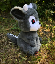 Load image into Gallery viewer, Dark Cryptid Pup Plush Stuffed Toy - Cuddly Cryptids - And never forgetting the side to side.
